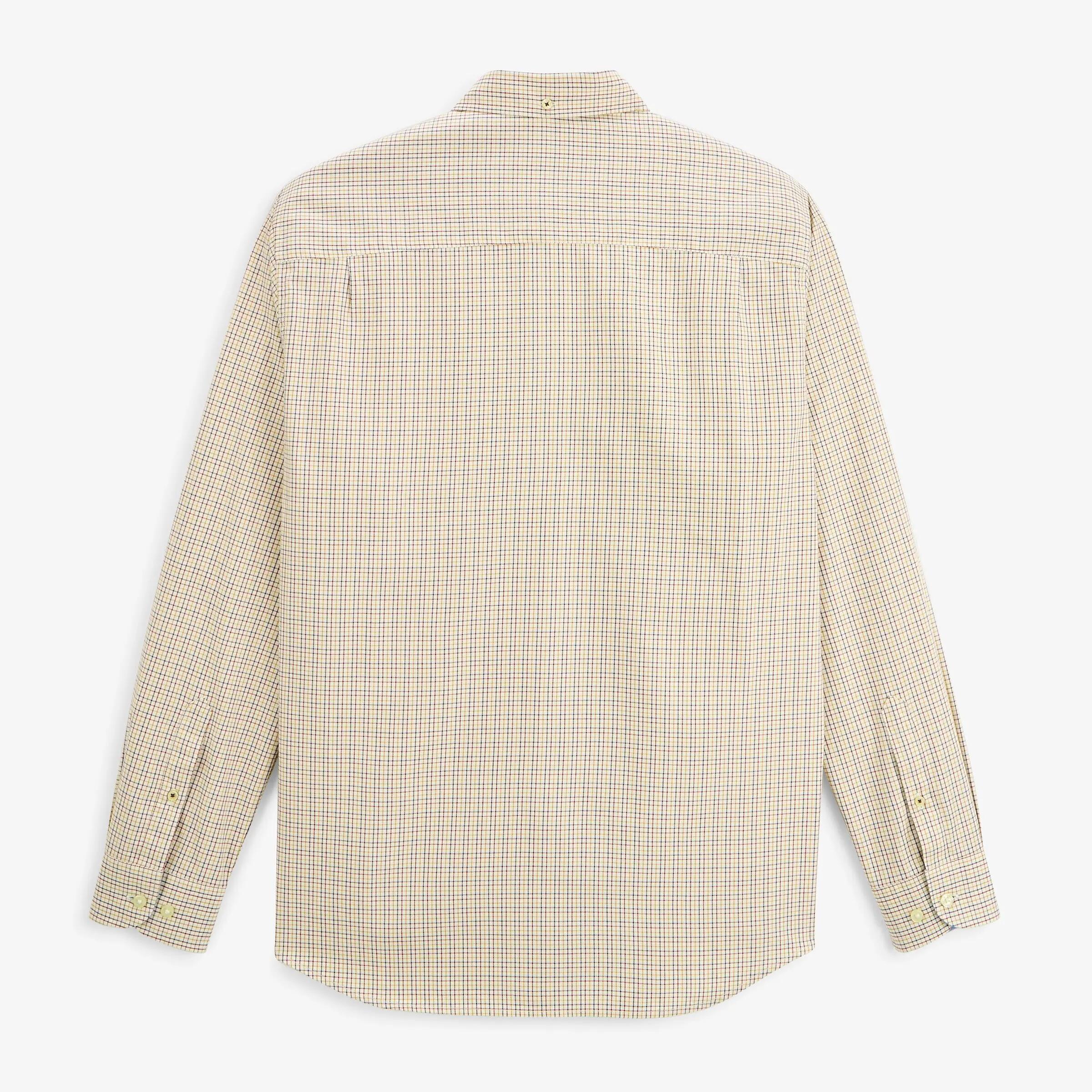 Chemise manches longues coton petits carreaux jaune moutarde 3/6