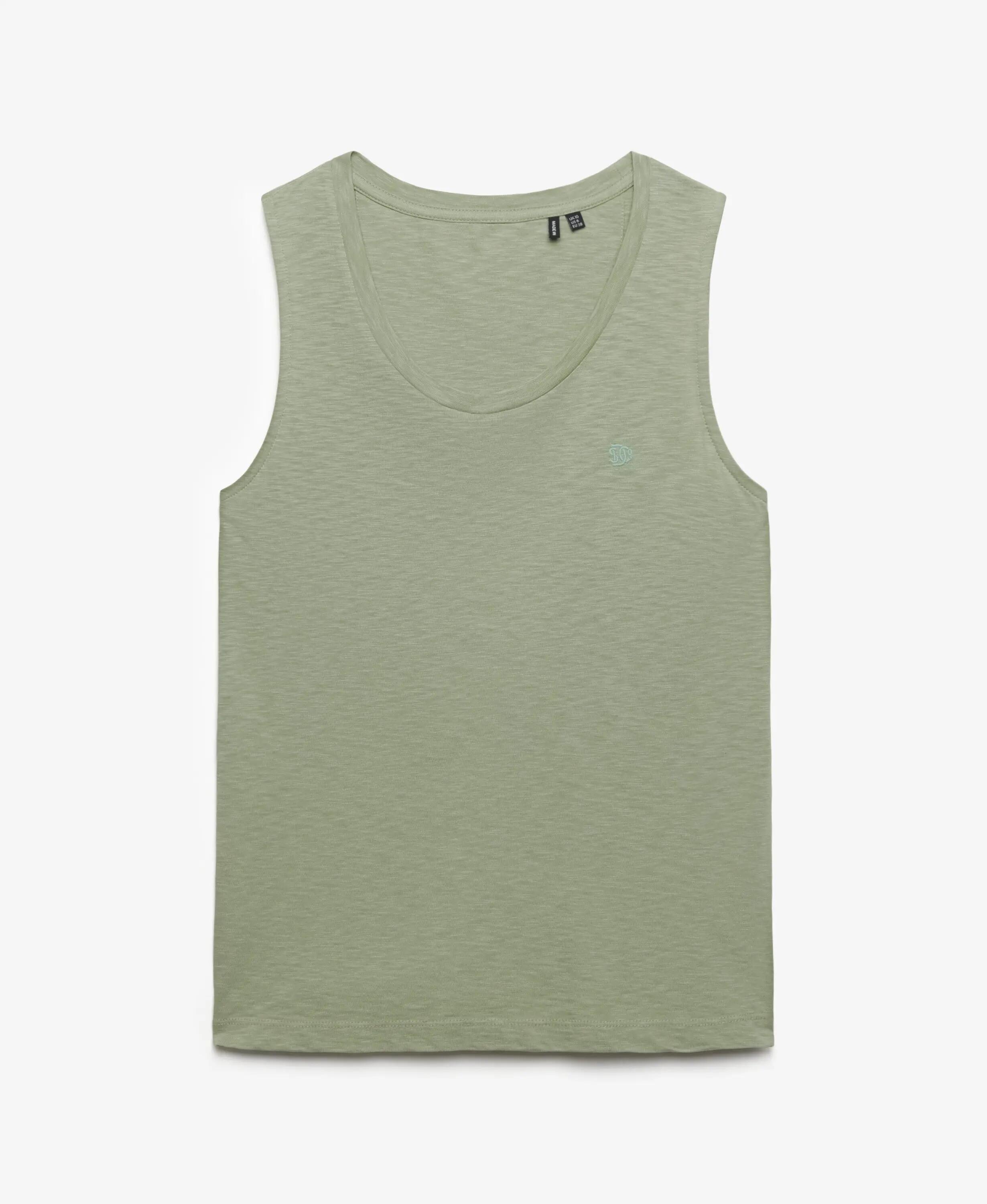 superdry débardeur col rond en lyocell-coton coupe relaxed – Dusty Sage 6/6