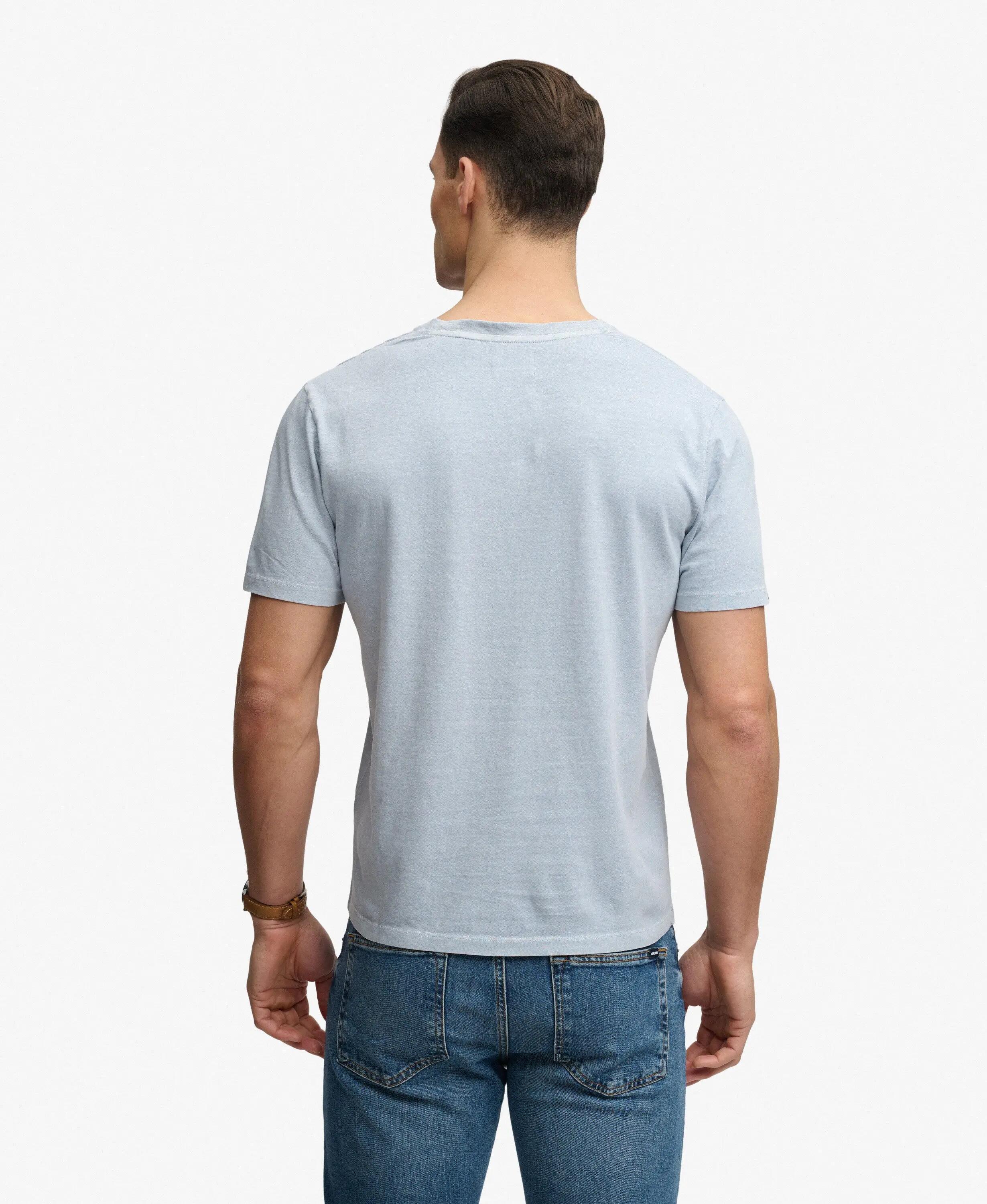 superdry Męska koszulka V-neck z bawełny i lnu, relaxed fit – Slip Blue 5/7