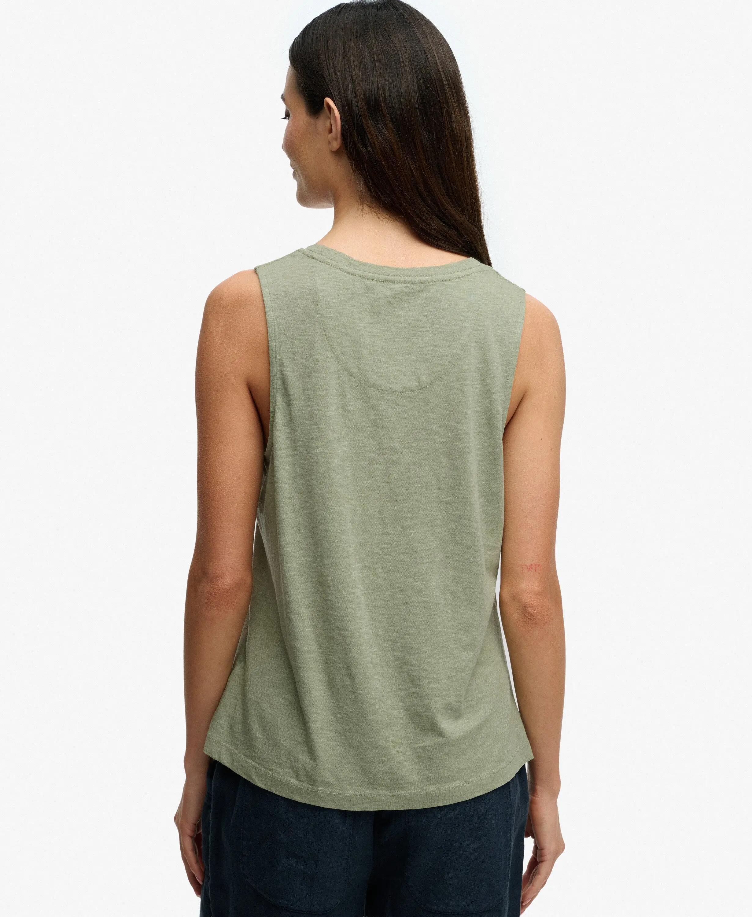 superdry débardeur col rond en lyocell-coton coupe relaxed – Dusty Sage 4/6