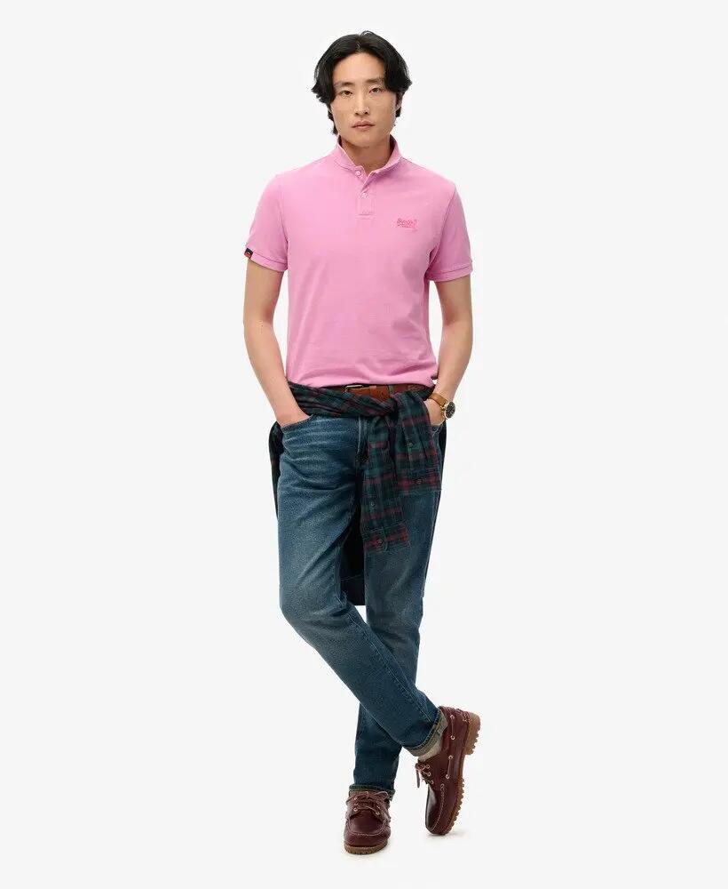 superdry Polo Vintage Destroy in 100% cotone, vestibilità relaxed – Fuchsia Pink 2/6
