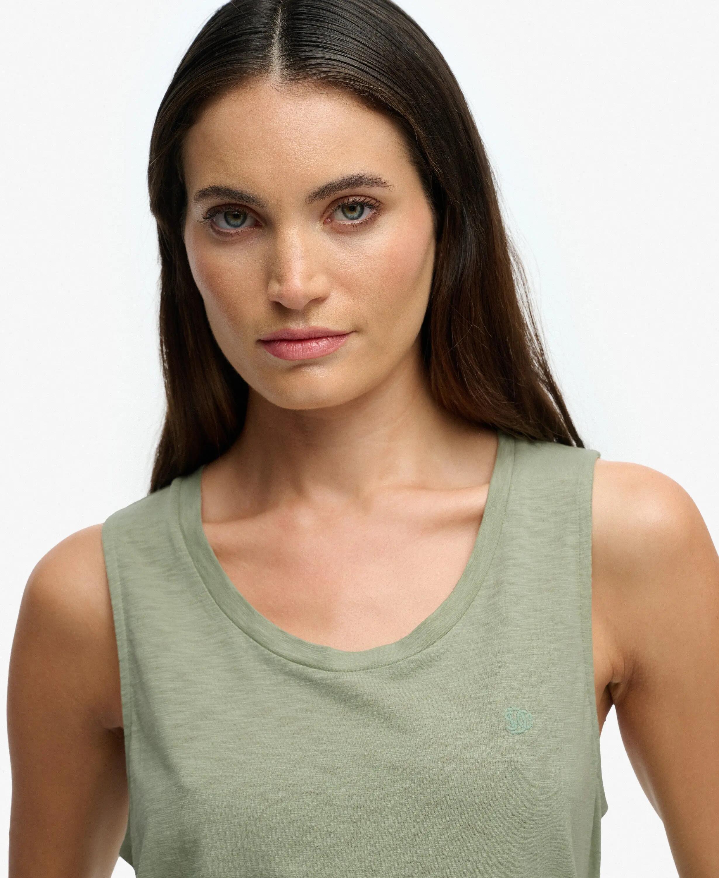 superdry débardeur col rond en lyocell-coton coupe relaxed – Dusty Sage 3/6