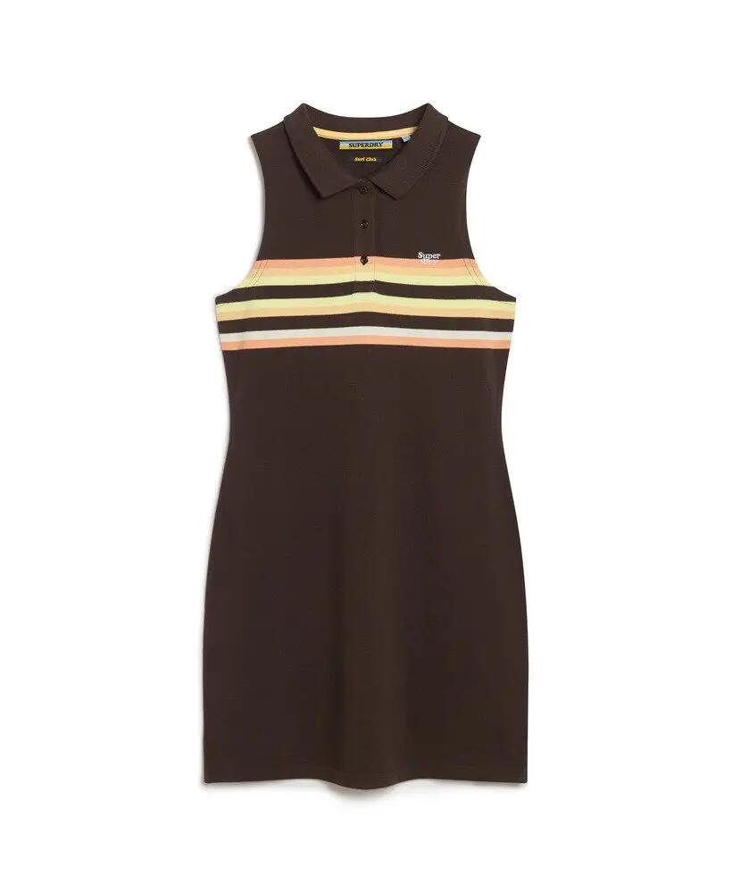 superdry Robe Polo Mini en Jersey en Coton Bio – DARK BROWN 5/6