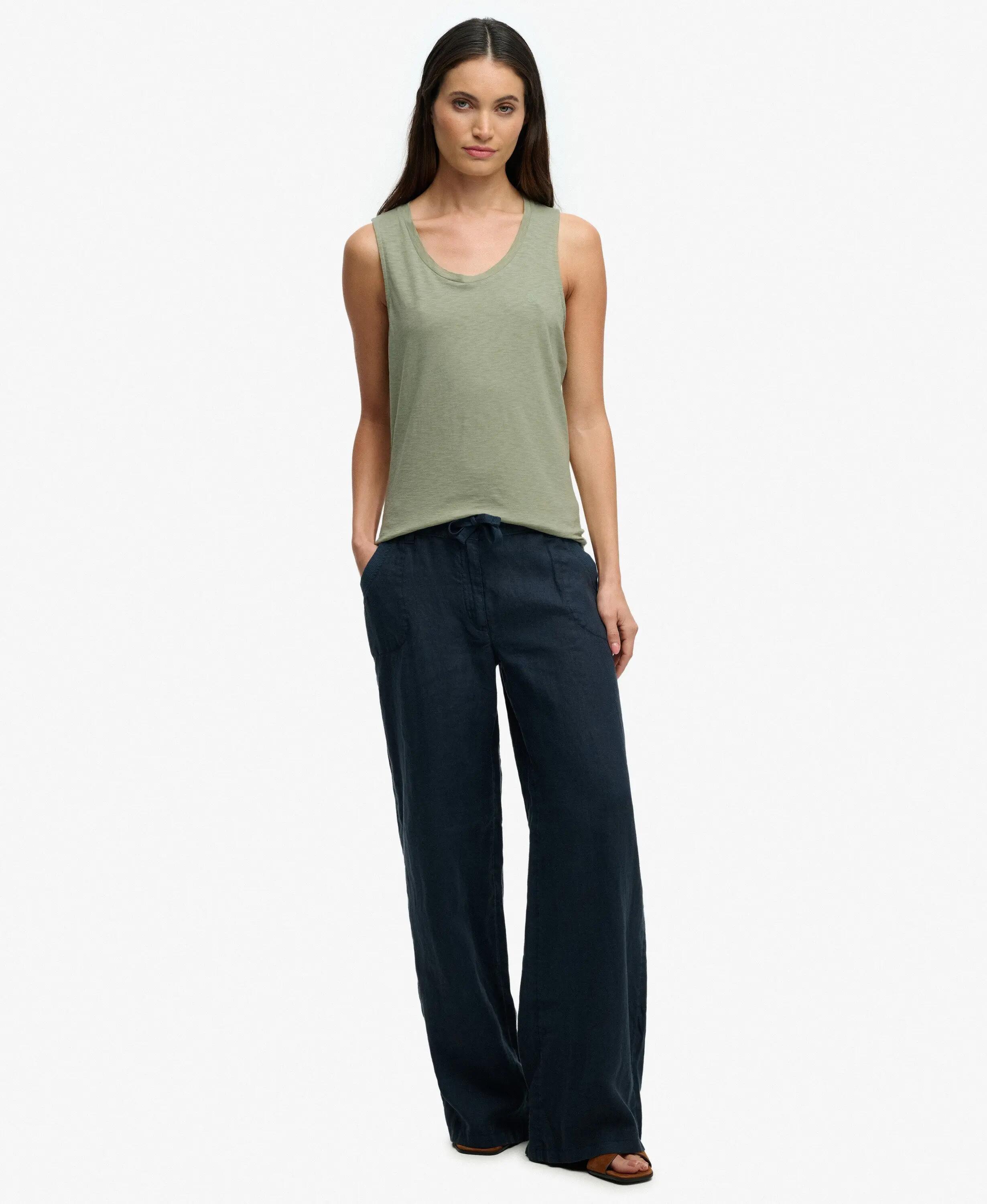 superdry débardeur col rond en lyocell-coton coupe relaxed – Dusty Sage 2/6