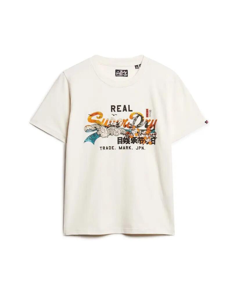 superdry T-shirt Tokyo Relaxed en coton, coupe relax – CREAM 6/7