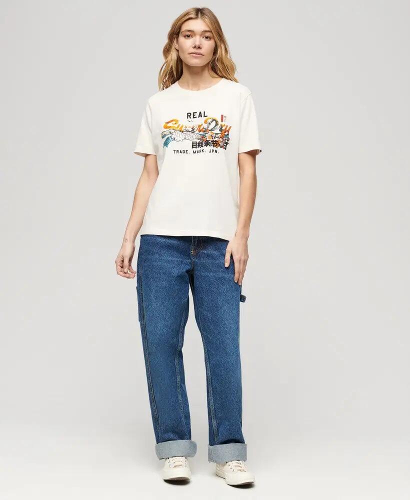 superdry T-shirt Tokyo Relaxed en coton, coupe relax – CREAM 5/7