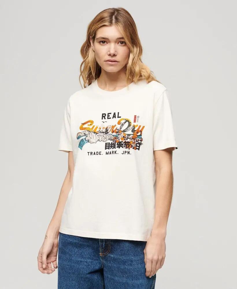 superdry T-shirt Tokyo Relaxed en coton, coupe relax – CREAM 2/7