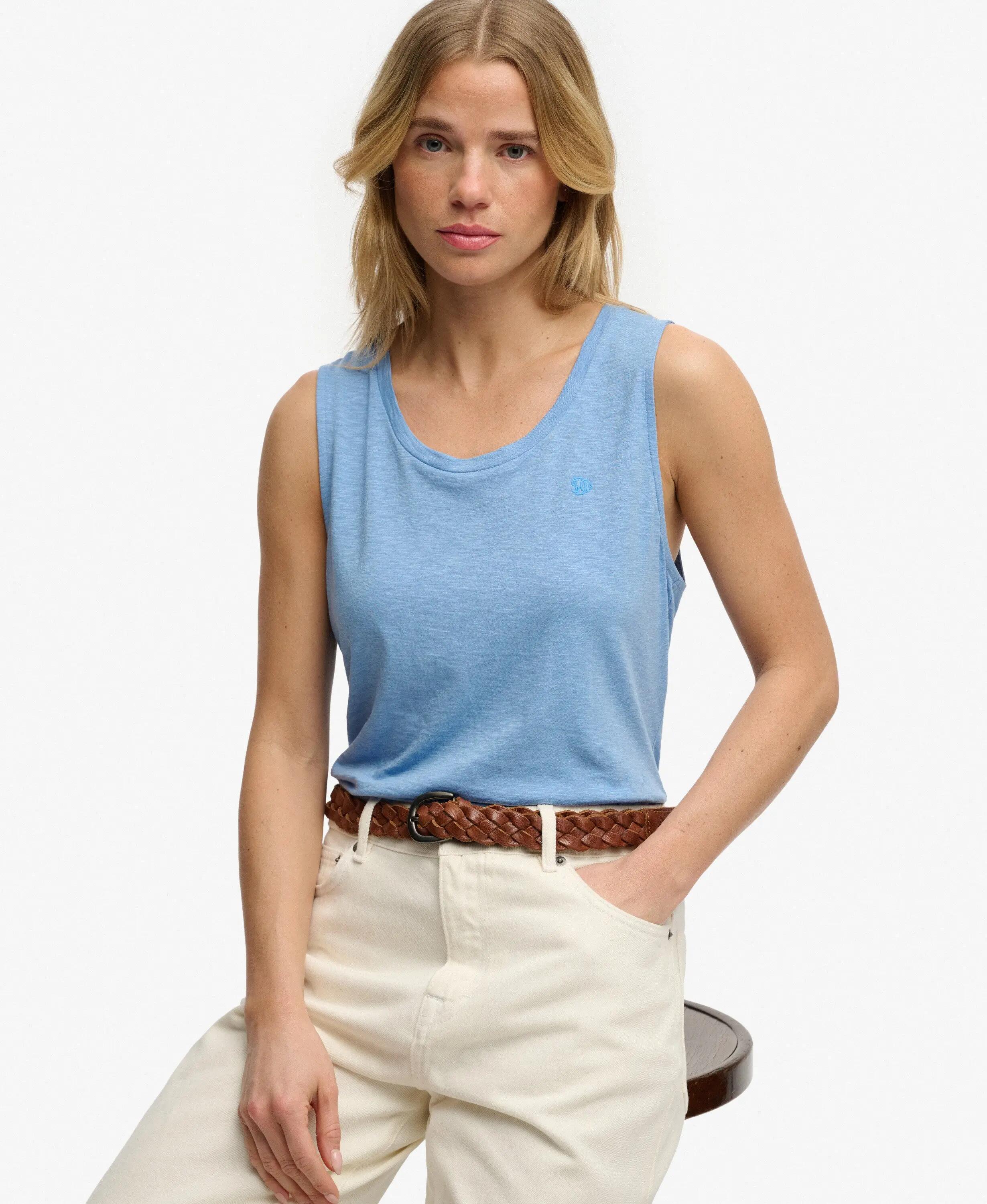 superdry top decote redondo algodão-lyocell corte relaxed – BLUEBELL 2/6