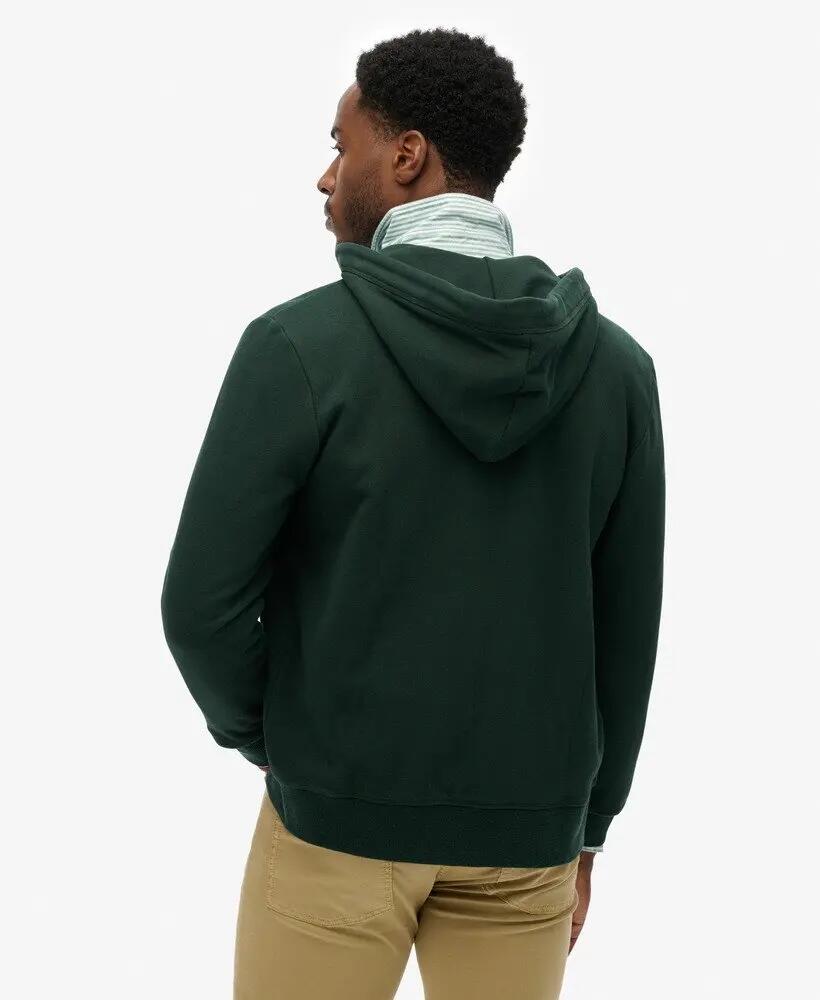 superdry heren hoodie met halve rits licht geborsteld Essential – FOREST GREEN 5/5