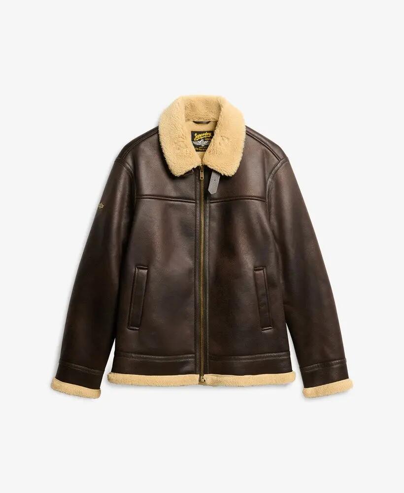 Aviator-Jacke in Fake-Shearling – Relaxed Fit – DARK BROWN 7/7