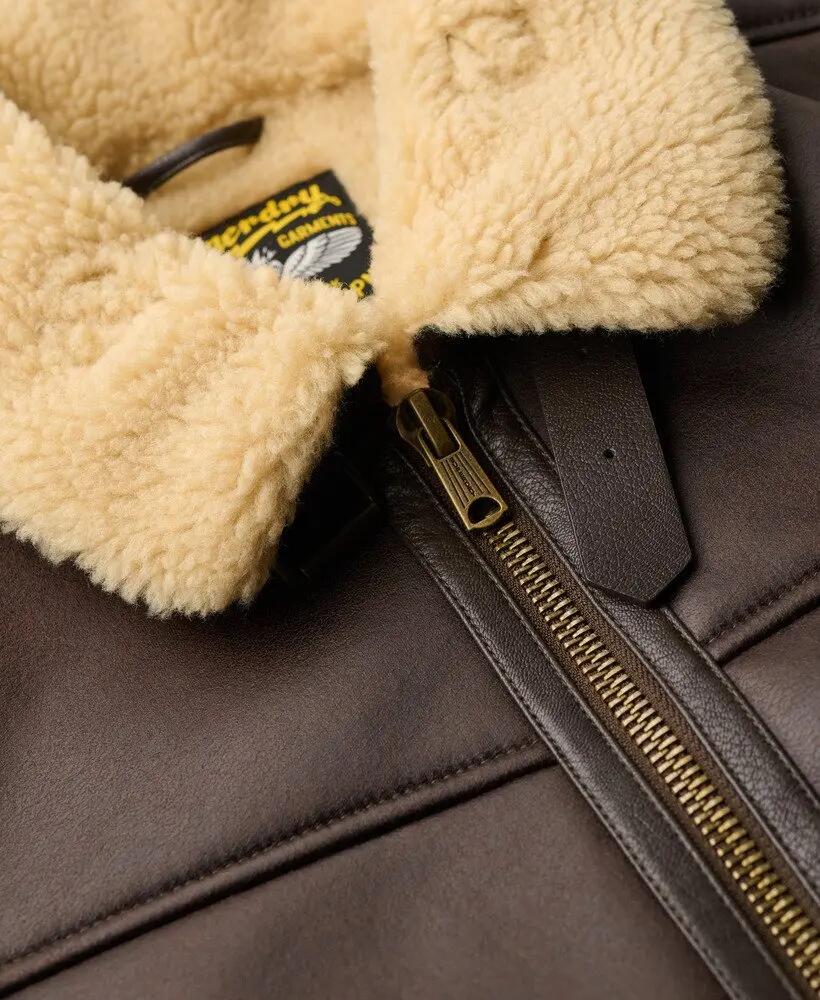Aviator-Jacke in Fake-Shearling – Relaxed Fit – DARK BROWN 6/7