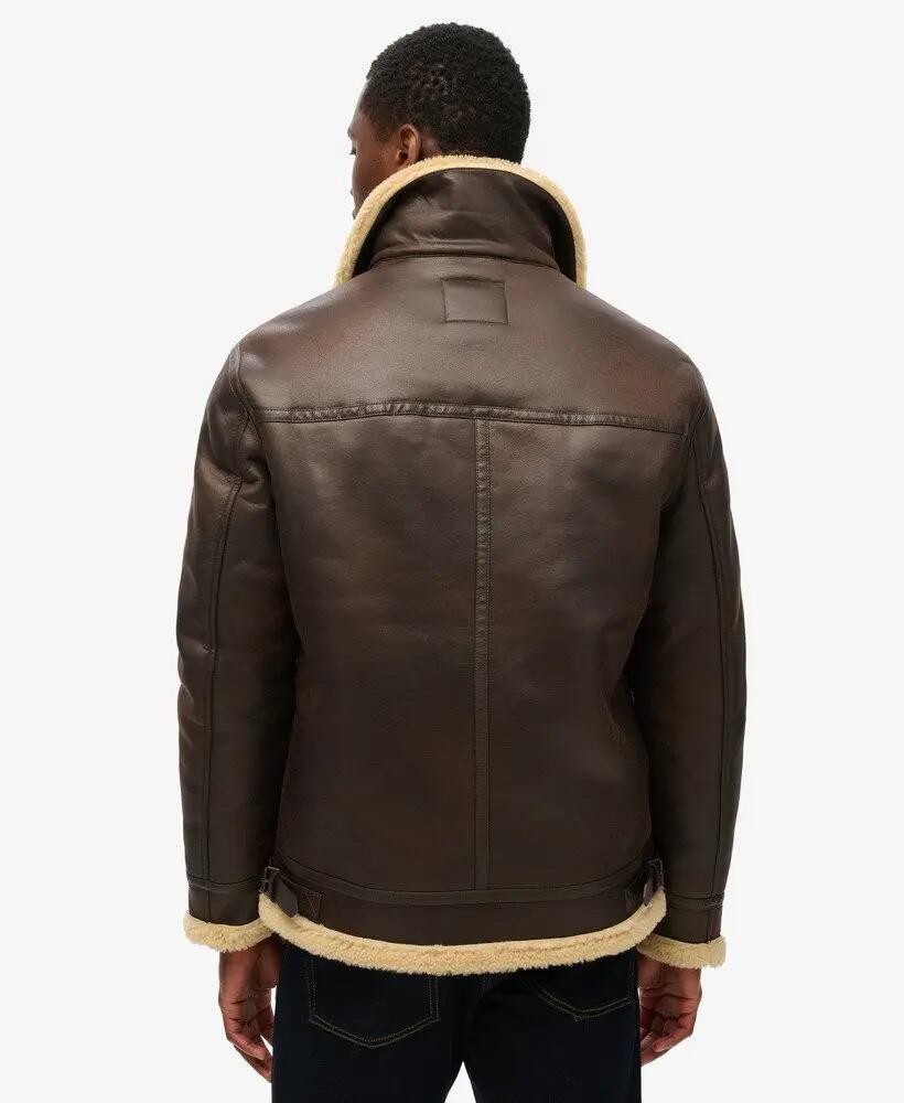 Aviator-Jacke in Fake-Shearling – Relaxed Fit – DARK BROWN 5/7
