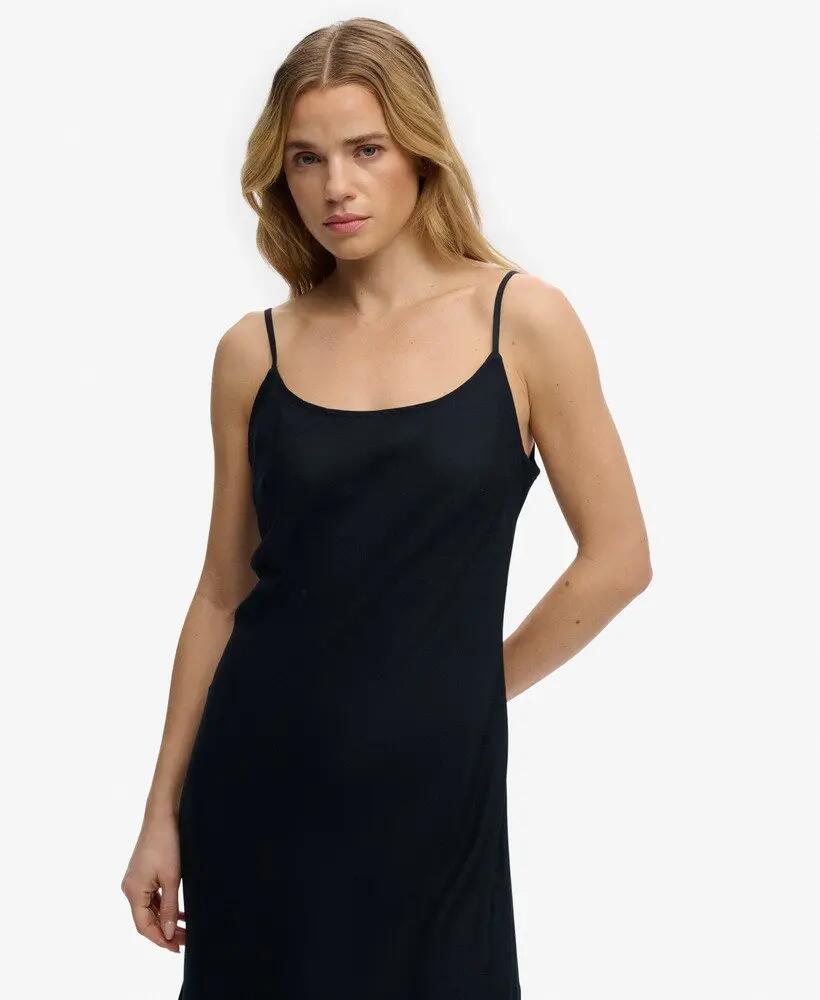 superdry Vestido longo em corte viés com alças finas – Black 5/7