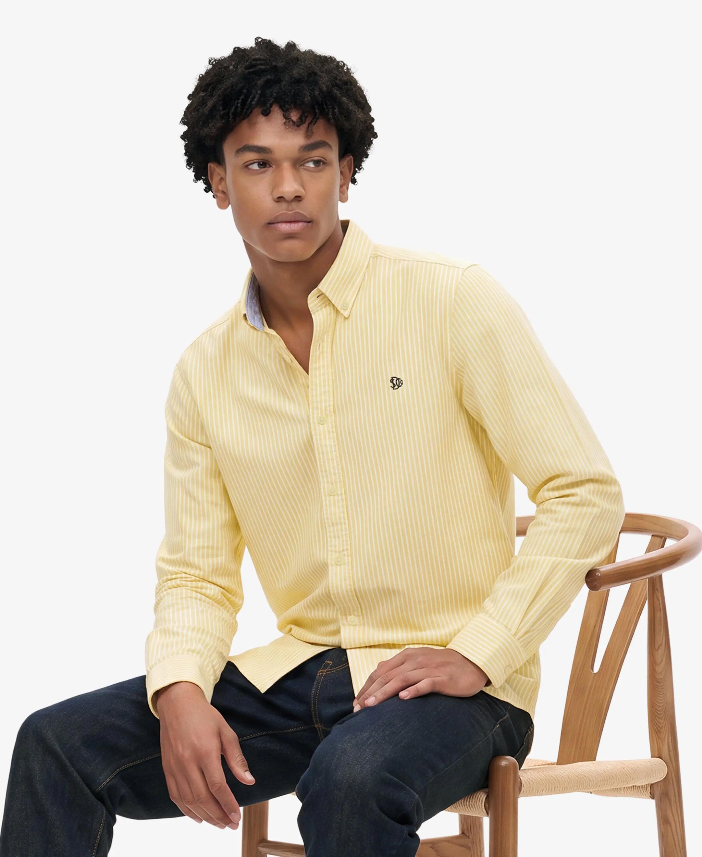 superdry Koszula Preppy Oxford z długim rękawem z bawełny organicznej – Lemon 3/7