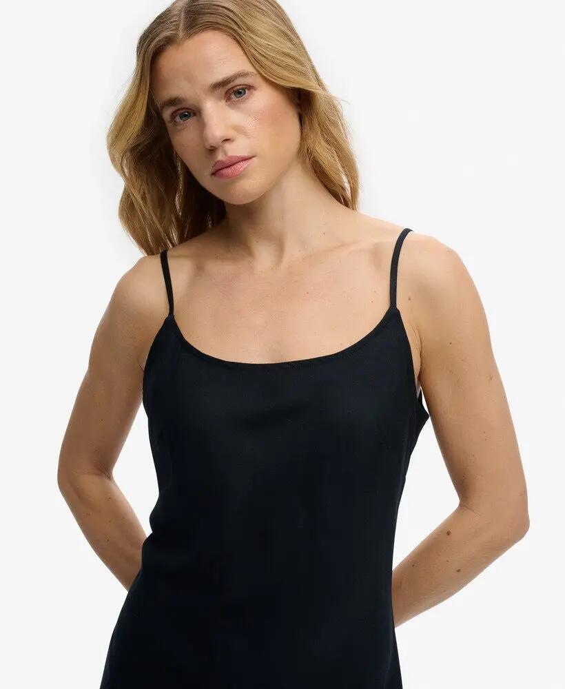 superdry Vestido longo em corte viés com alças finas – Black 4/7