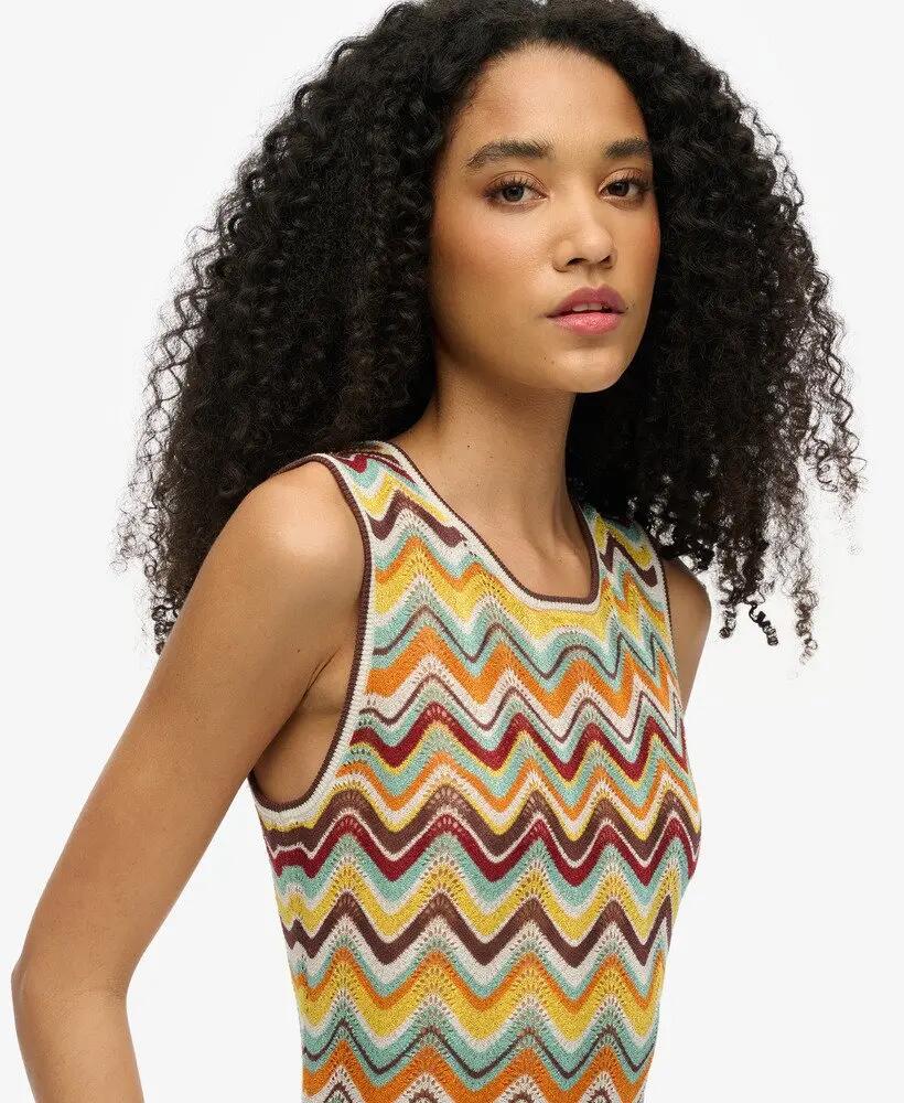 superdry abito midi in maglia Zig Zag – Mint Zigzag Stripe 2/6