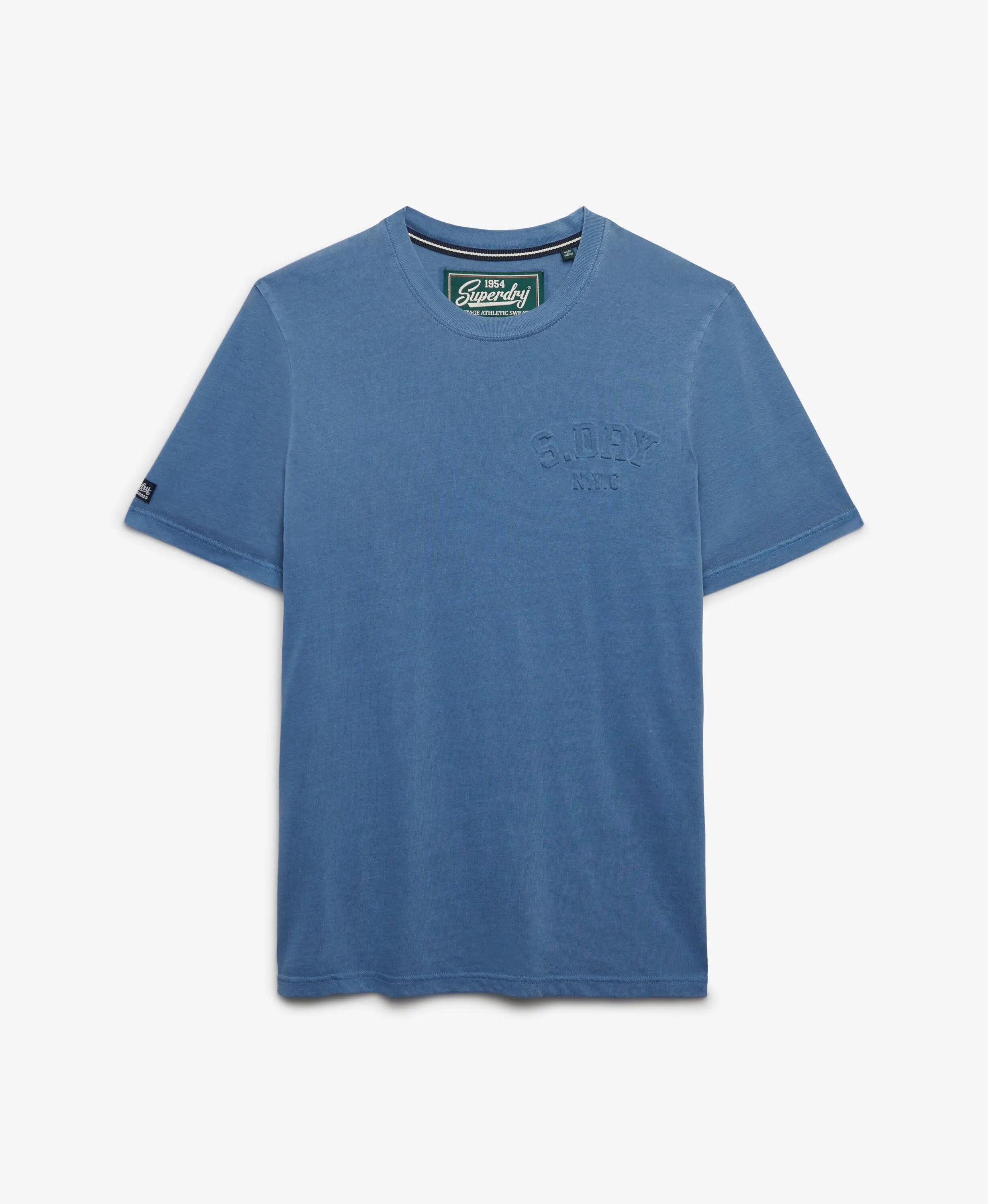 superdry T-shirt Athletic Embossed Relaxed em algodão orgânico – Moonlight Blue 7/7