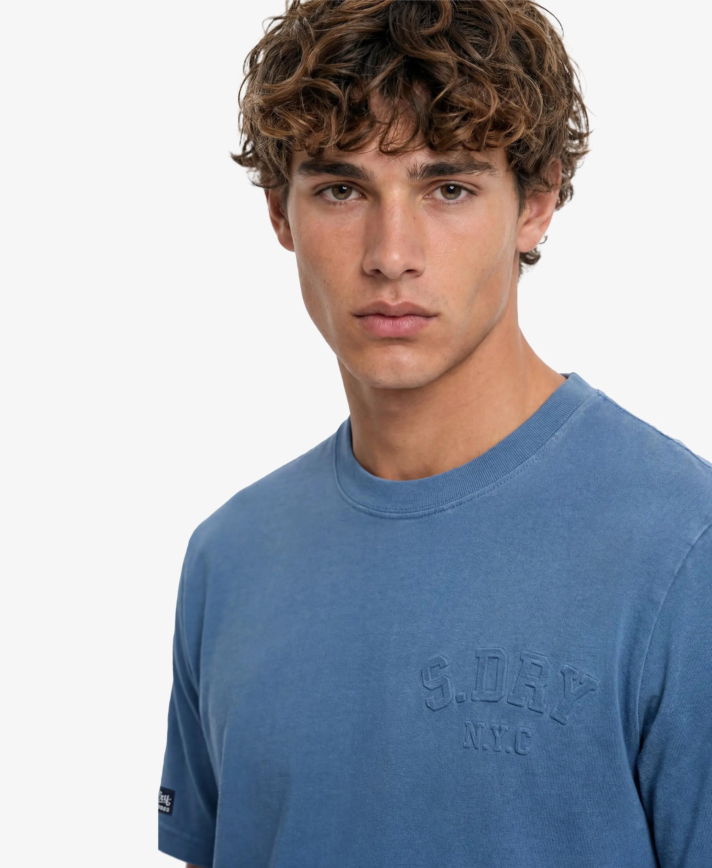 superdry T-shirt Athletic Embossed Relaxed em algodão orgânico – Moonlight Blue 3/7