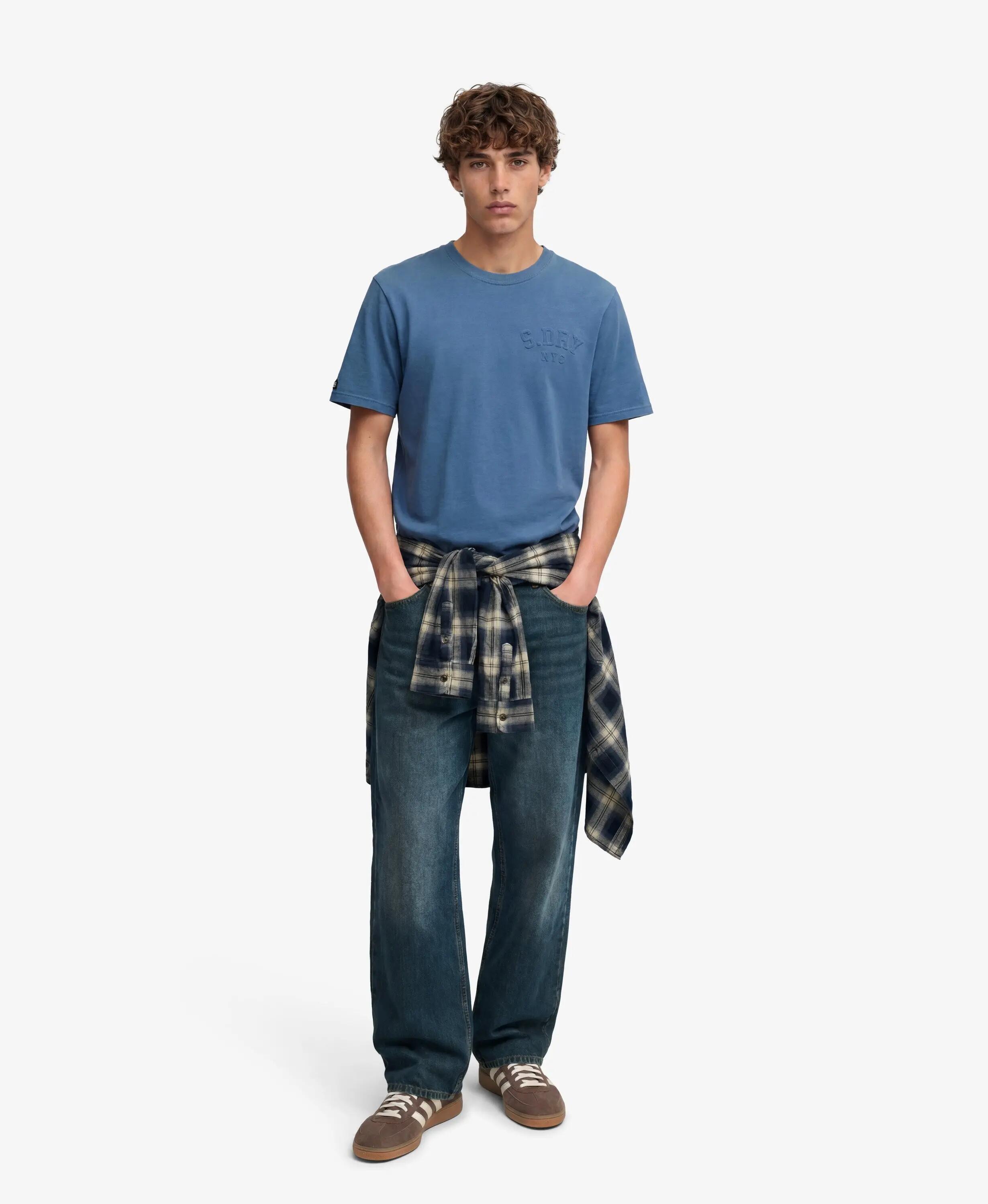 superdry T-shirt Athletic Embossed Relaxed em algodão orgânico – Moonlight Blue 2/7