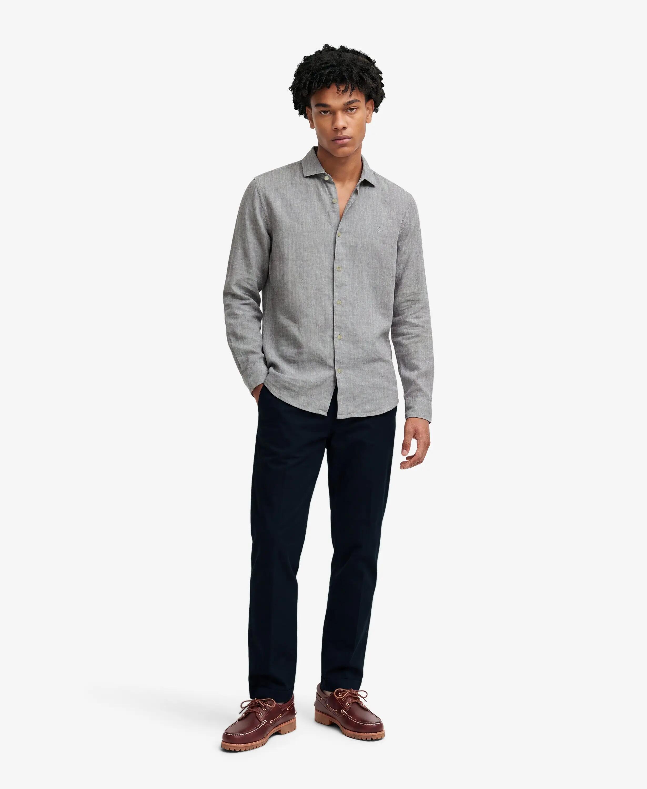 superdry Camisa Riviera linho manga comprida – Ash Grey Chambray 3/5