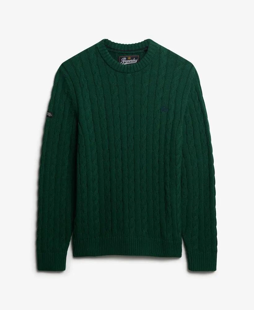 superdry Camisola de malha torceada em algodão orgânico relaxed – FOREST GREEN 6/6