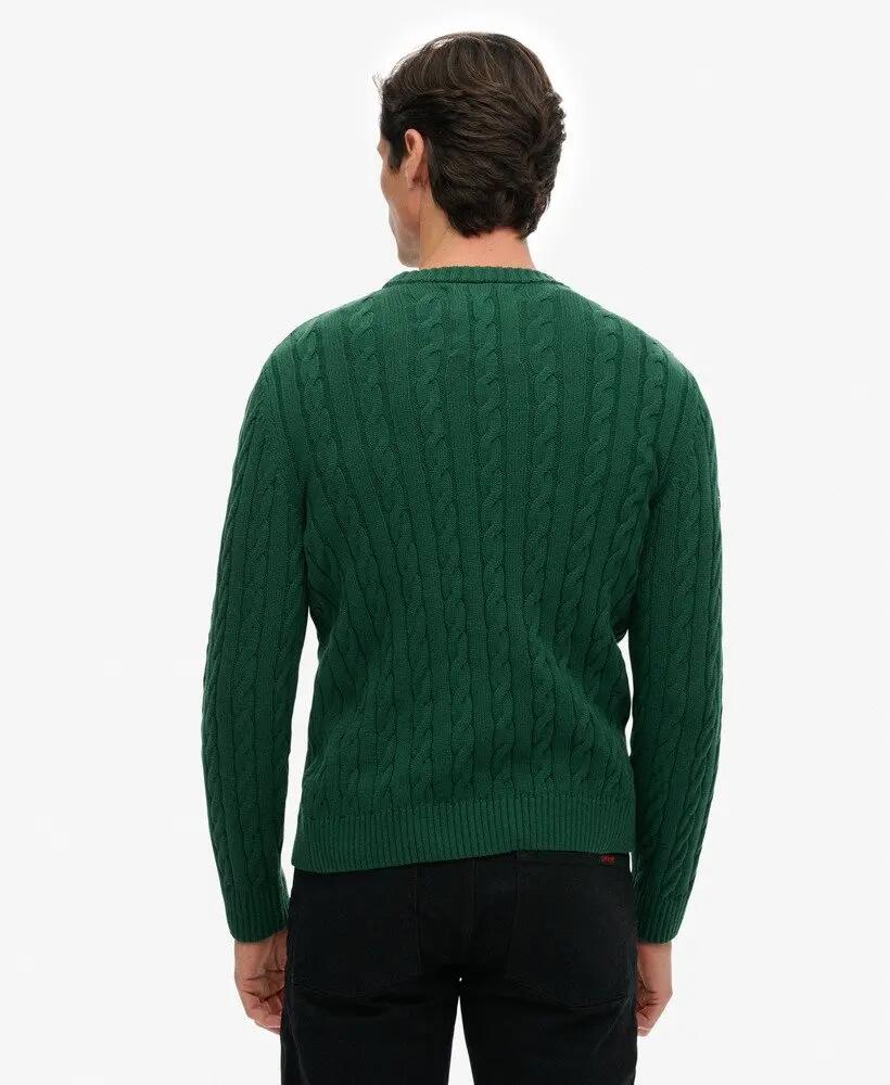 superdry Camisola de malha torceada em algodão orgânico relaxed – FOREST GREEN 5/6