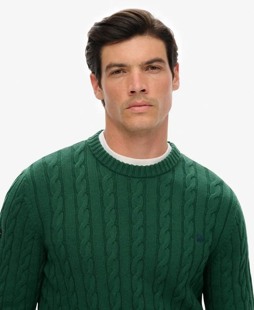 superdry Camisola de malha torceada em algodão orgânico relaxed – FOREST GREEN 4/6