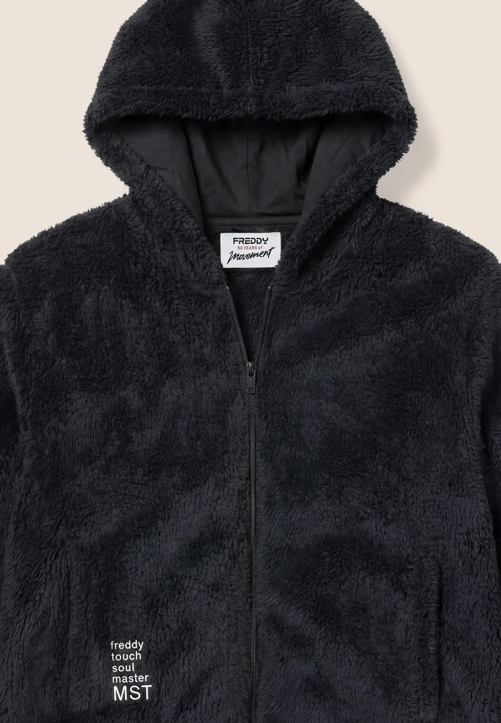 Sweat-shirt femmes en polaire style teddy avec fermeture zippée et capuche 3/5