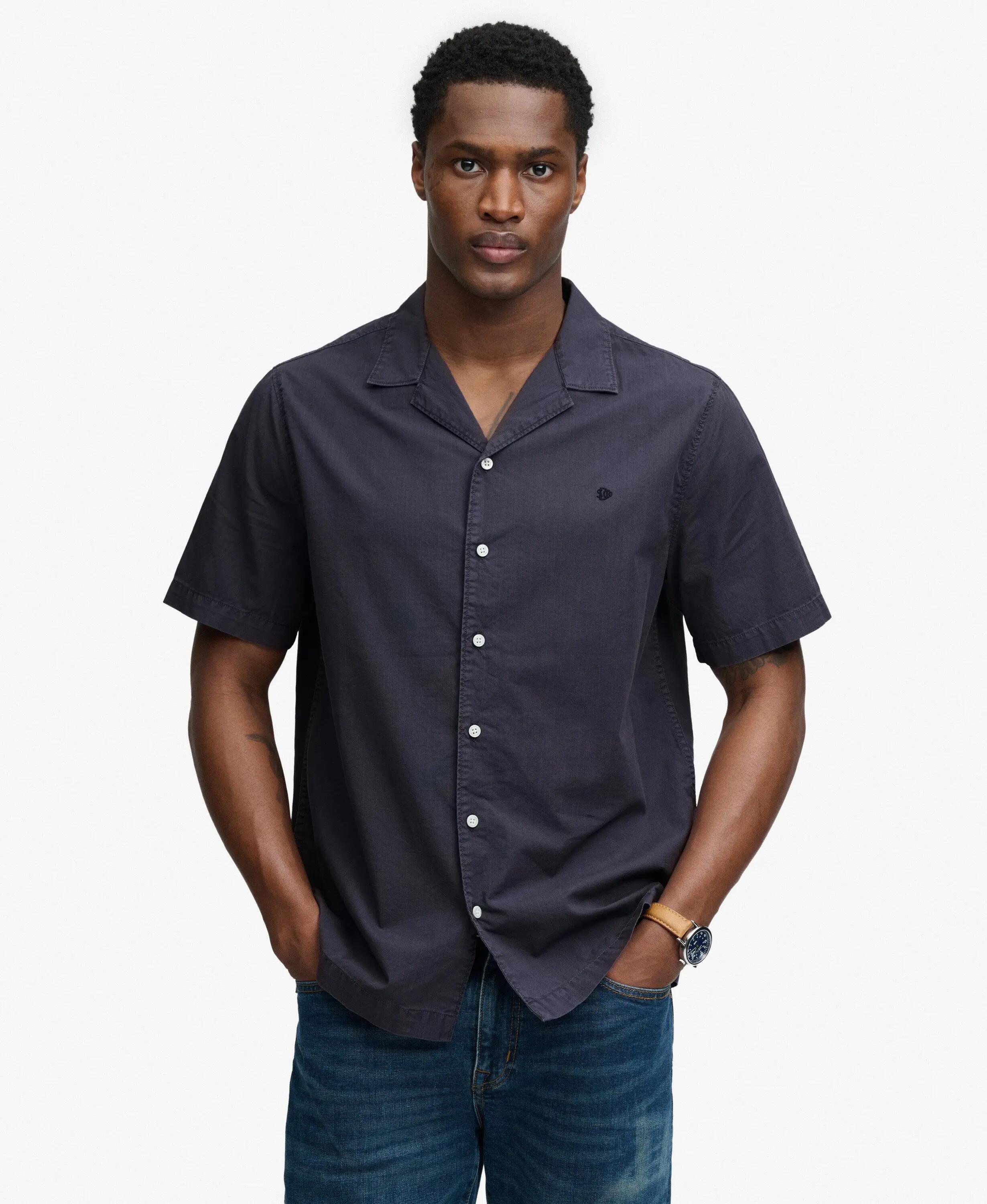 superdry Koszula Cabana krótki rękaw z bawełny organicznej – SOFT NAVY