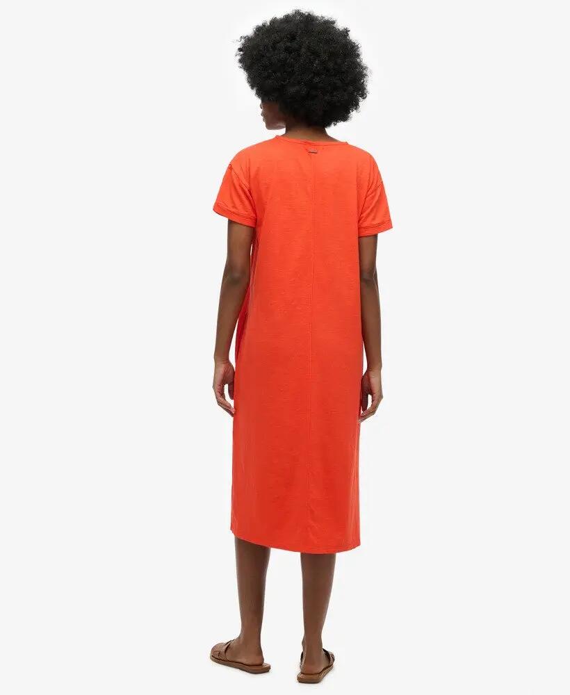 superdry Vestito T-shirt midi in cotone – Grenadine Orange 5/5