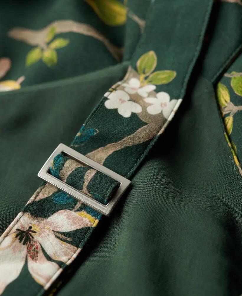superdry Gewebtes Maxikleid mit Stufenrock – Blossom Birds Green 5/7