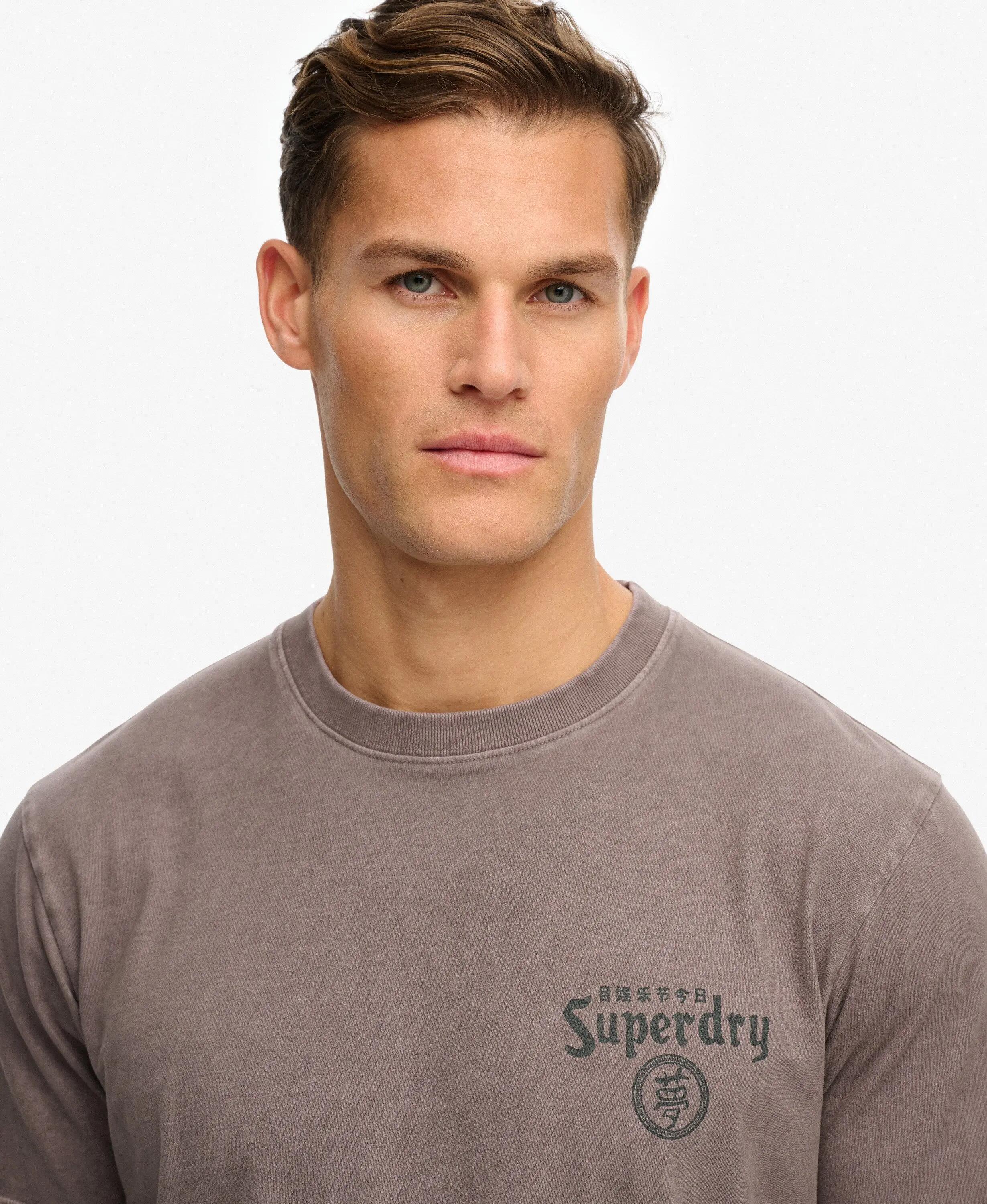 superdry T-shirt Tokyo Narrative loose em algodão orgânico – Dark Pebble Grey 5/5