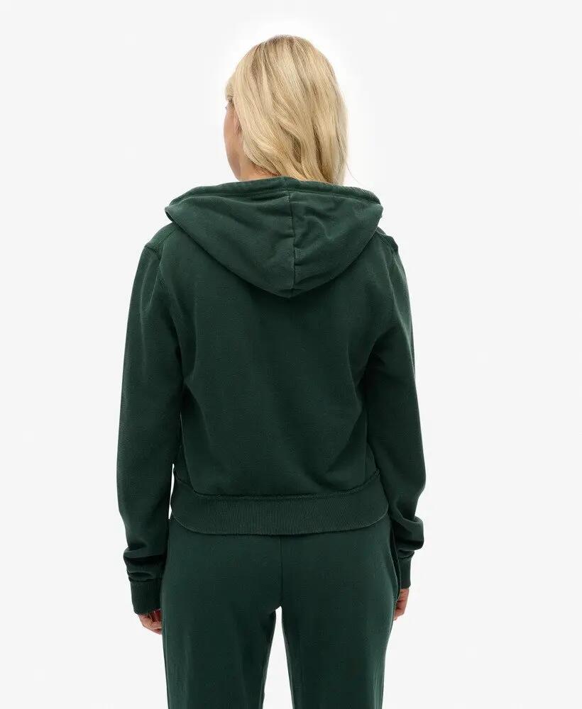 superdry Hoodie zippé court Relaxed en coton – ENAMEL GREEN 5/7
