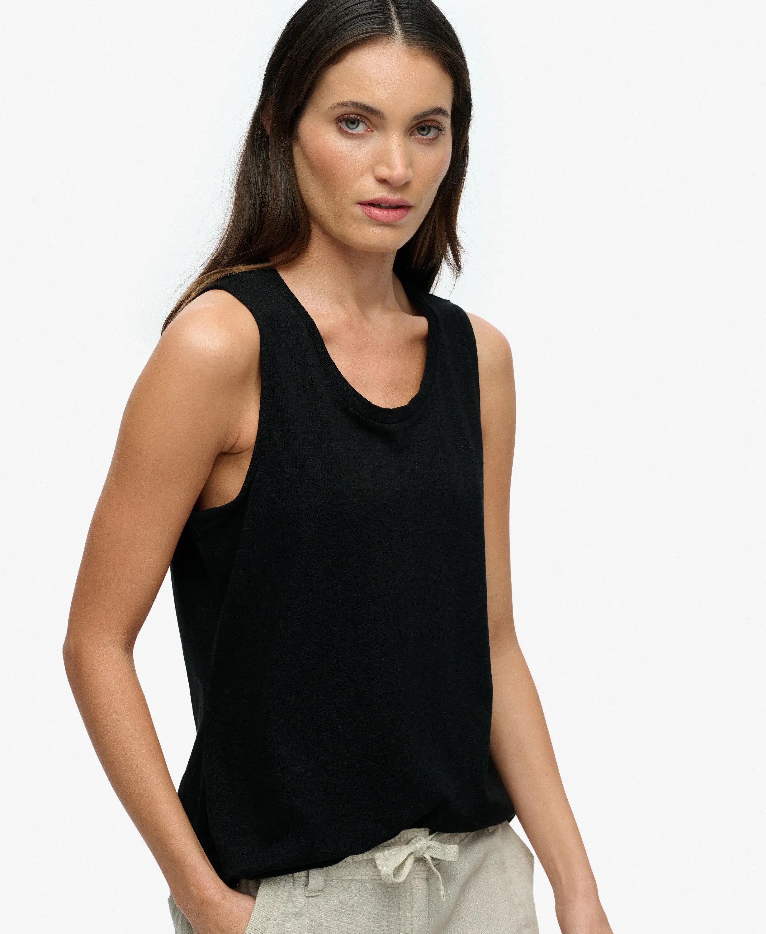 superdry top decote redondo algodão-lyocell corte relaxed – Black 2/7