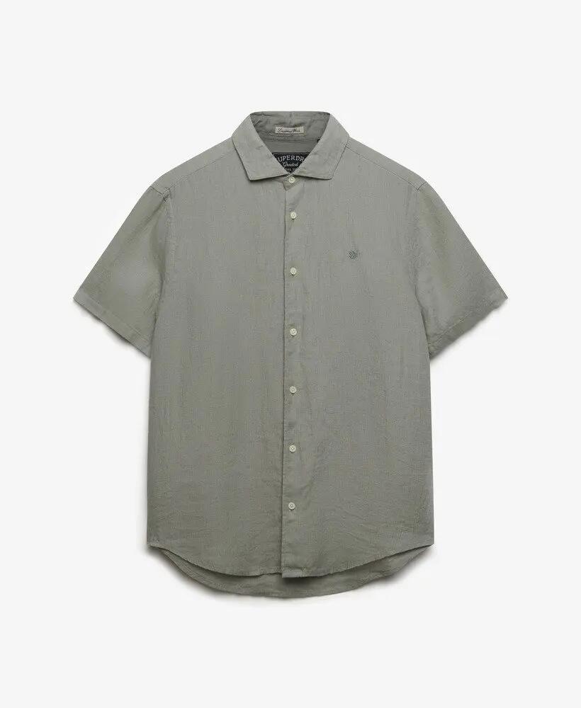 superdry Riviera korte mouw linnen overhemd – Bay Green 7/7