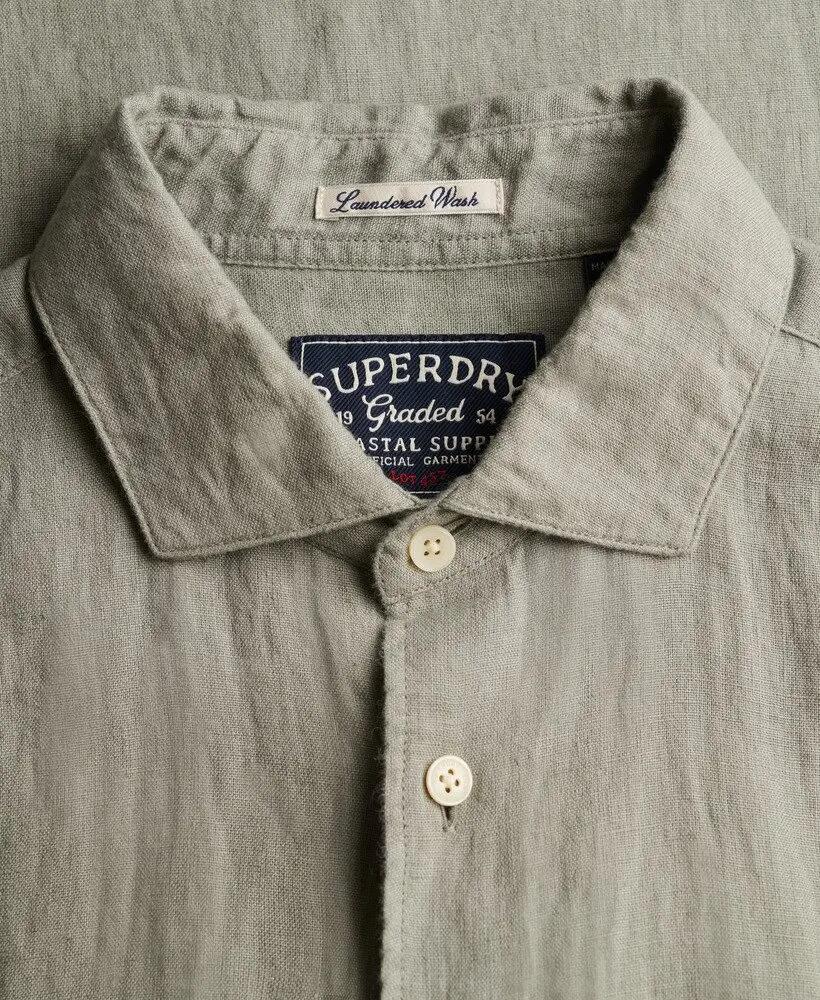 superdry Riviera korte mouw linnen overhemd – Bay Green 6/7