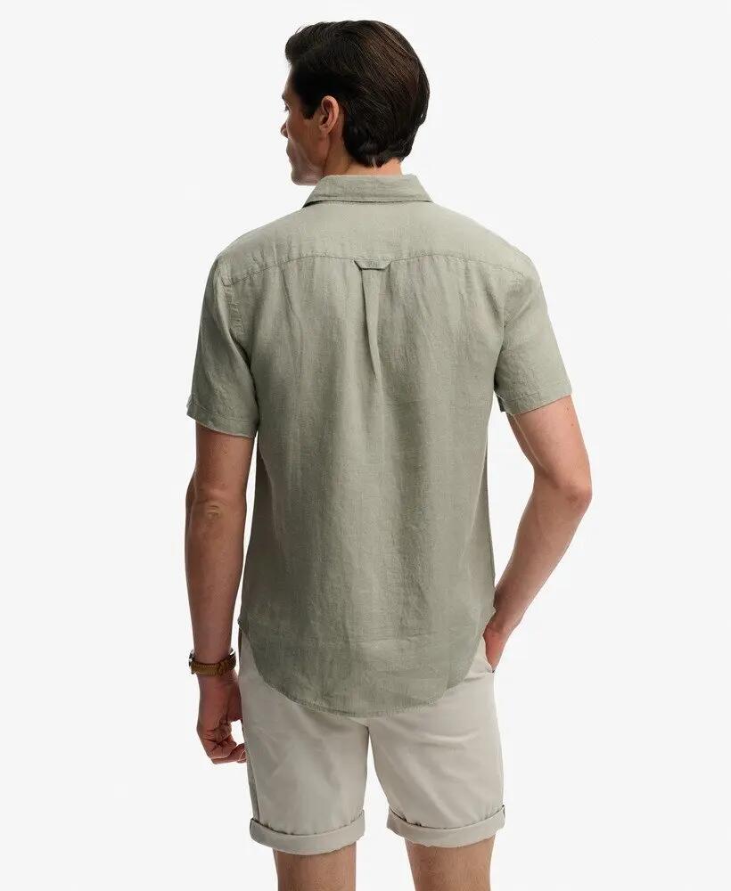 superdry Riviera korte mouw linnen overhemd – Bay Green 5/7