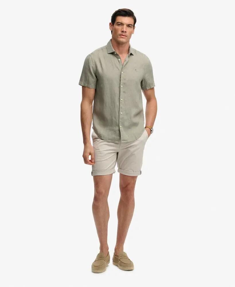 superdry Riviera korte mouw linnen overhemd – Bay Green 4/7