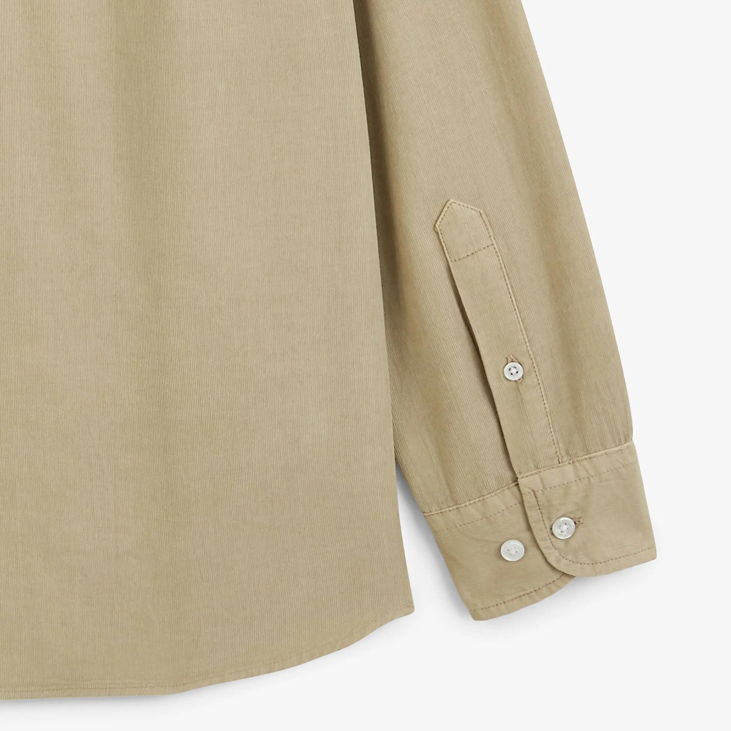 Chemise manches longues velours côtelé beige travertin 4/4