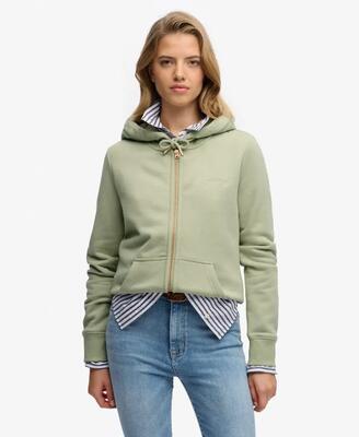 Superdry dames zip-hoodie essential logo half brushed – eclipse navy