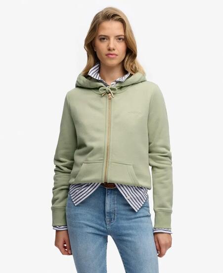 superdry Damen Zip-Hoodie Essential Logo Half Brushed – ECLIPSE Marineblau