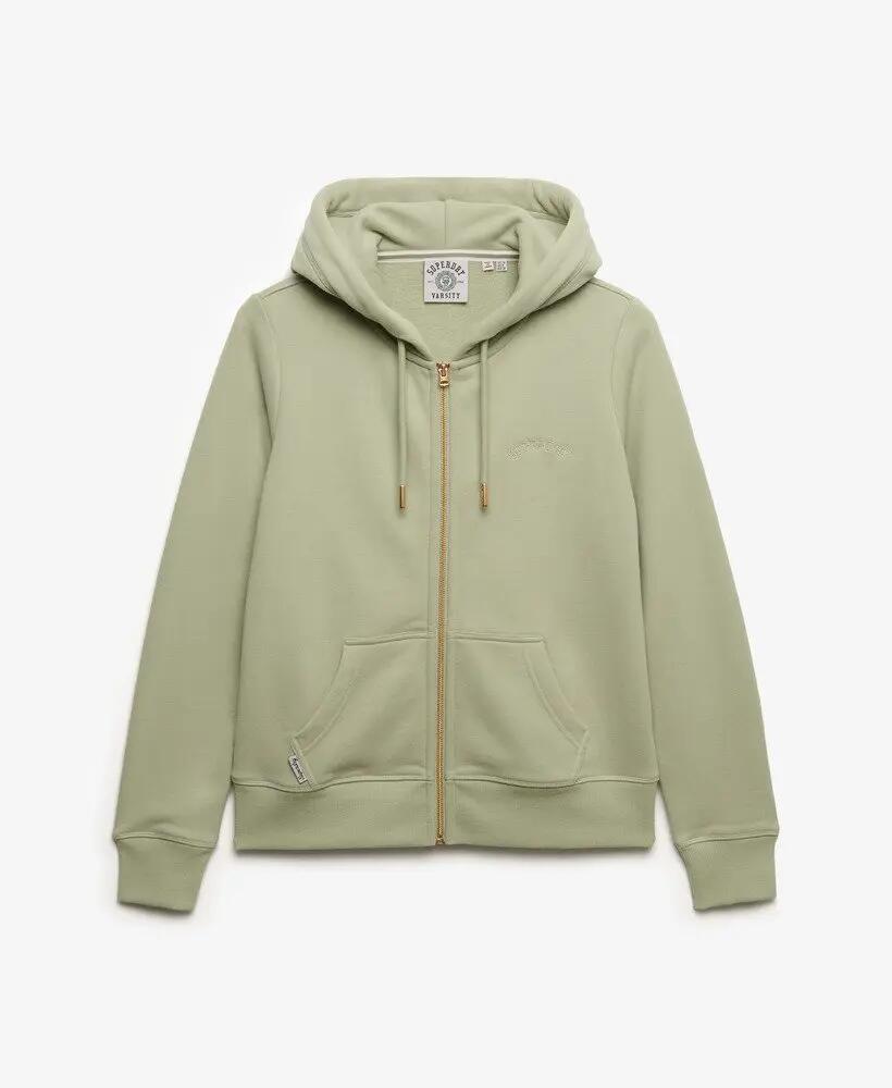 superdry felpa con cappuccio Essential Logo zip interno spazzolato – Dusty Sage 6/6