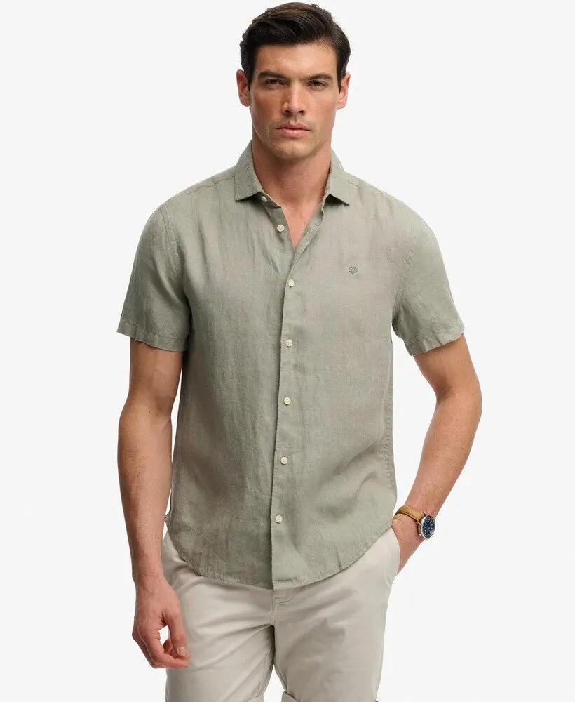 superdry Riviera korte mouw linnen overhemd – Bay Green 2/7