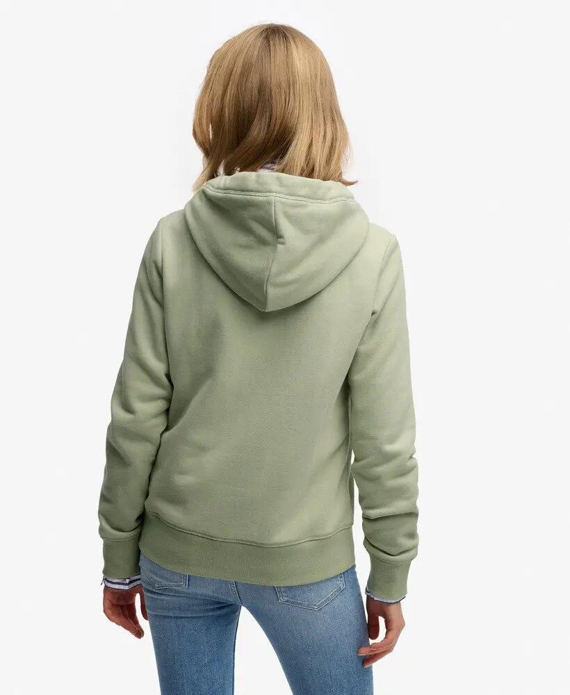superdry felpa con cappuccio Essential Logo zip interno spazzolato – Dusty Sage 5/6