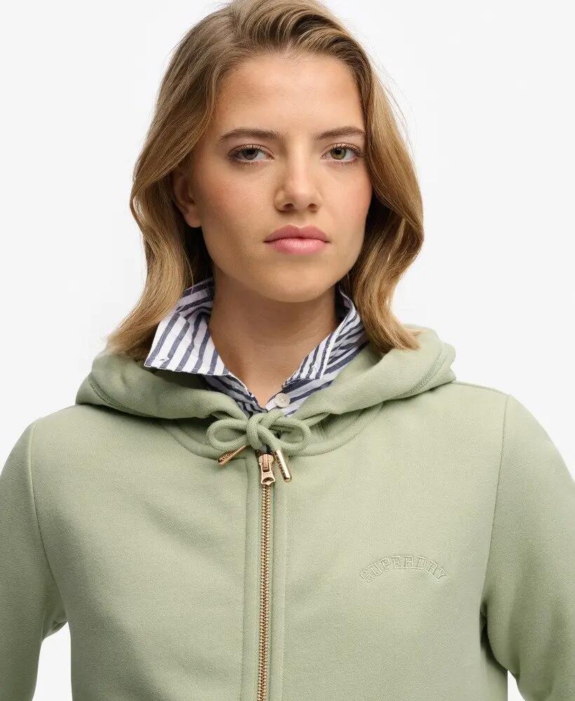 superdry felpa con cappuccio Essential Logo zip interno spazzolato – Dusty Sage 4/6