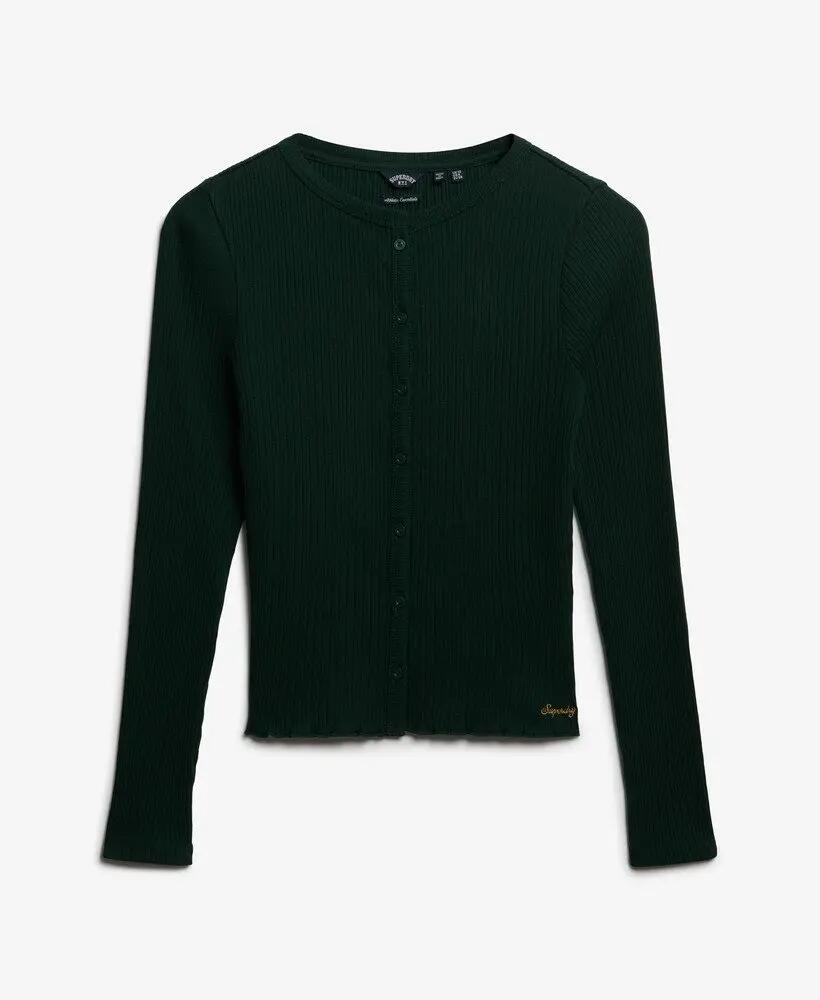 Cardigan canelado slim em algodão – ENAMEL GREEN 6/6