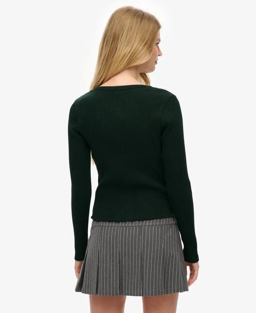 Cardigan canelado slim em algodão – ENAMEL GREEN 5/6