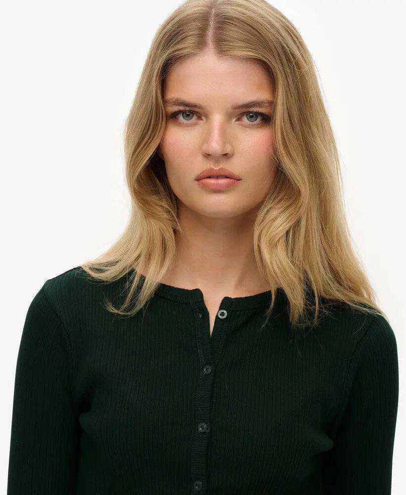 Cardigan canelado slim em algodão – ENAMEL GREEN 4/6