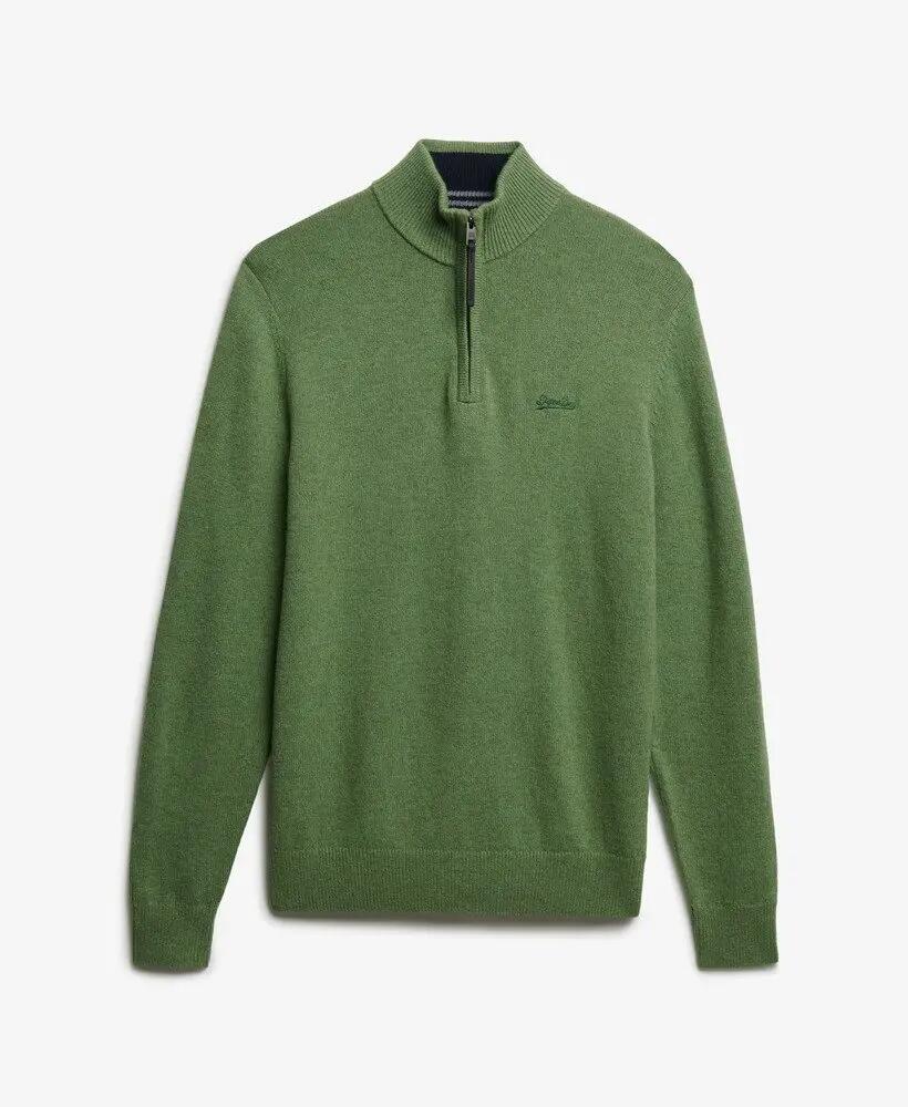 superdry Pull demi-zip en mélange de laine – Artichoke Green Marl 6/6
