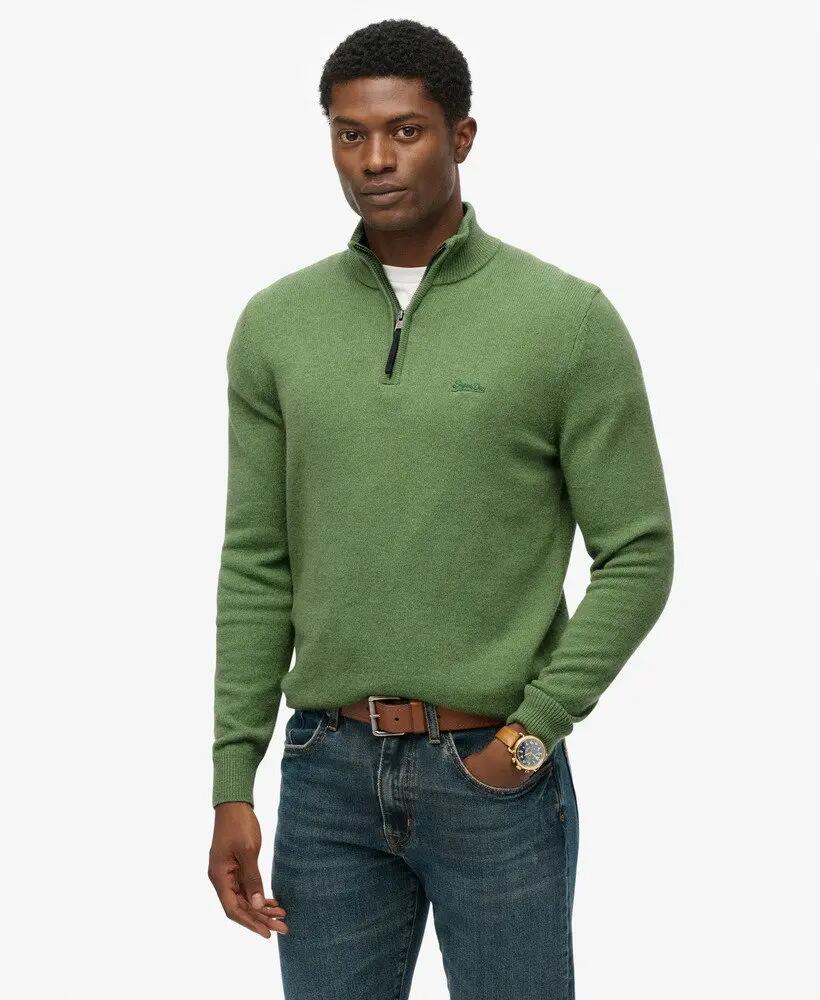 superdry Pull demi-zip en mélange de laine – Artichoke Green Marl 2/6